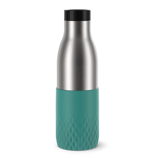 Trinkflasche aus Aluminium, 400 ml, weiß, inkl. individuellem Motiv –  Textildruck Emsland