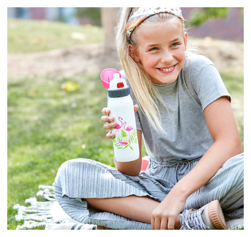 Monte Stivo® Friends Borraccia per Bambini, 600 ml Trasparente Senza BPA